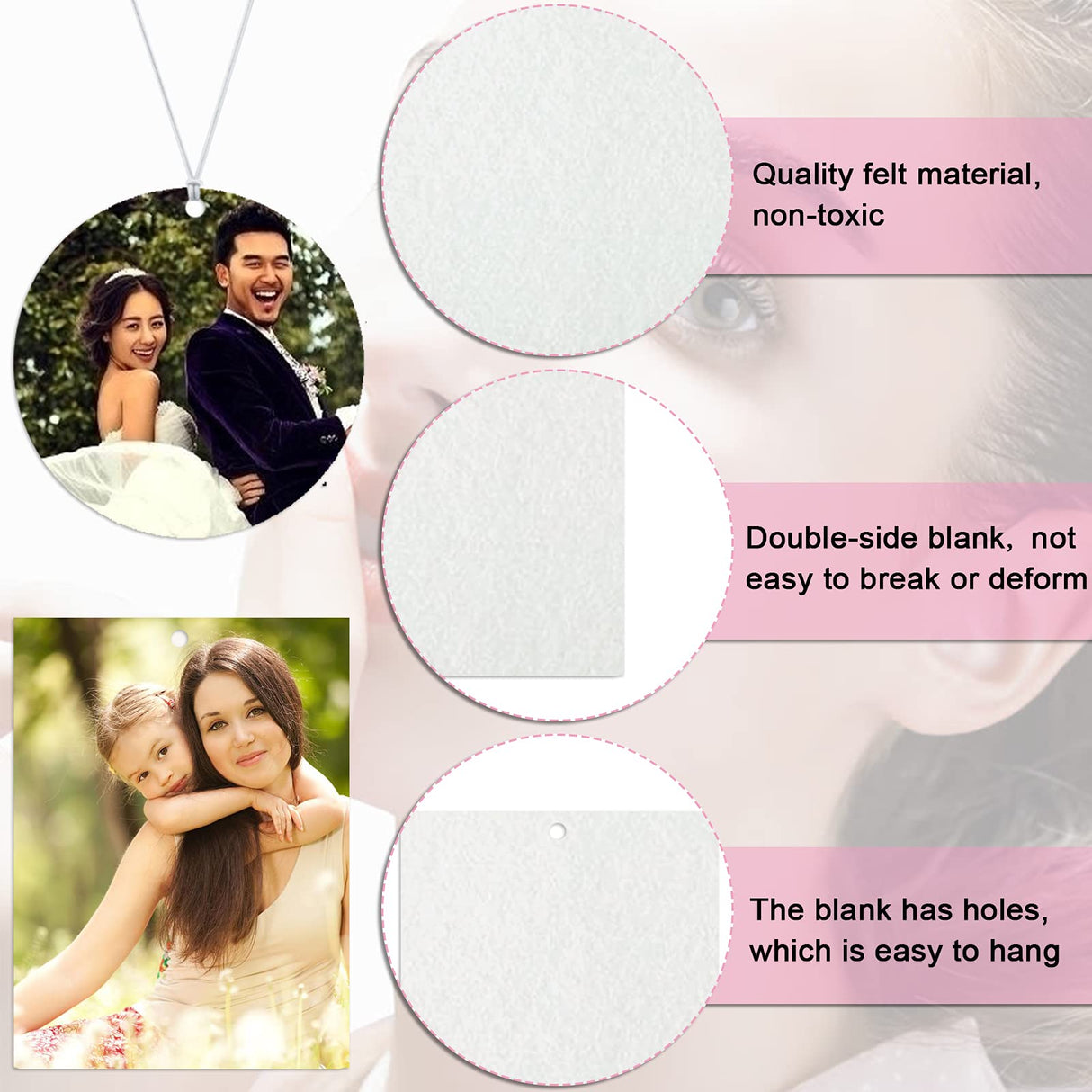 ArtCute 101Pcs Air Freshener Sublimation Blanks Set Car Scented Hanging Sheets for DIY Car and Home Polyester Felt with 1 Roll Elastic Rope and Self-Seal Bags (Rectangle) ArtCute