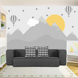 HonTop 10 Inch Folding Sofa Bed with 2 Pillows Memory Foam Couch Foldable Floor Couch Futon Sleeper Chair Bed for Guest Bed Mattress, Twin Size, Dark Grey HonTop