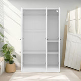 KELRIA Modern 3-Door Armoire Wardrobe with Shelves and Hanging Rod, Large Freestanding Storage Wardrobe Closet, Wooden Clothes Storage Organizer Cabinet for Bedroom, Guest Room, White KELRIA