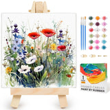 Yezavesu Flower Framed Paint by Numbers Kit for Adults Beginner & Kids Ages 8-12, Wildflowers Paint by Number Without Easel, DIY Adult Paint by Numbers Flowers for Home Wall Decor Gift 10x 10 inch Yezavesu