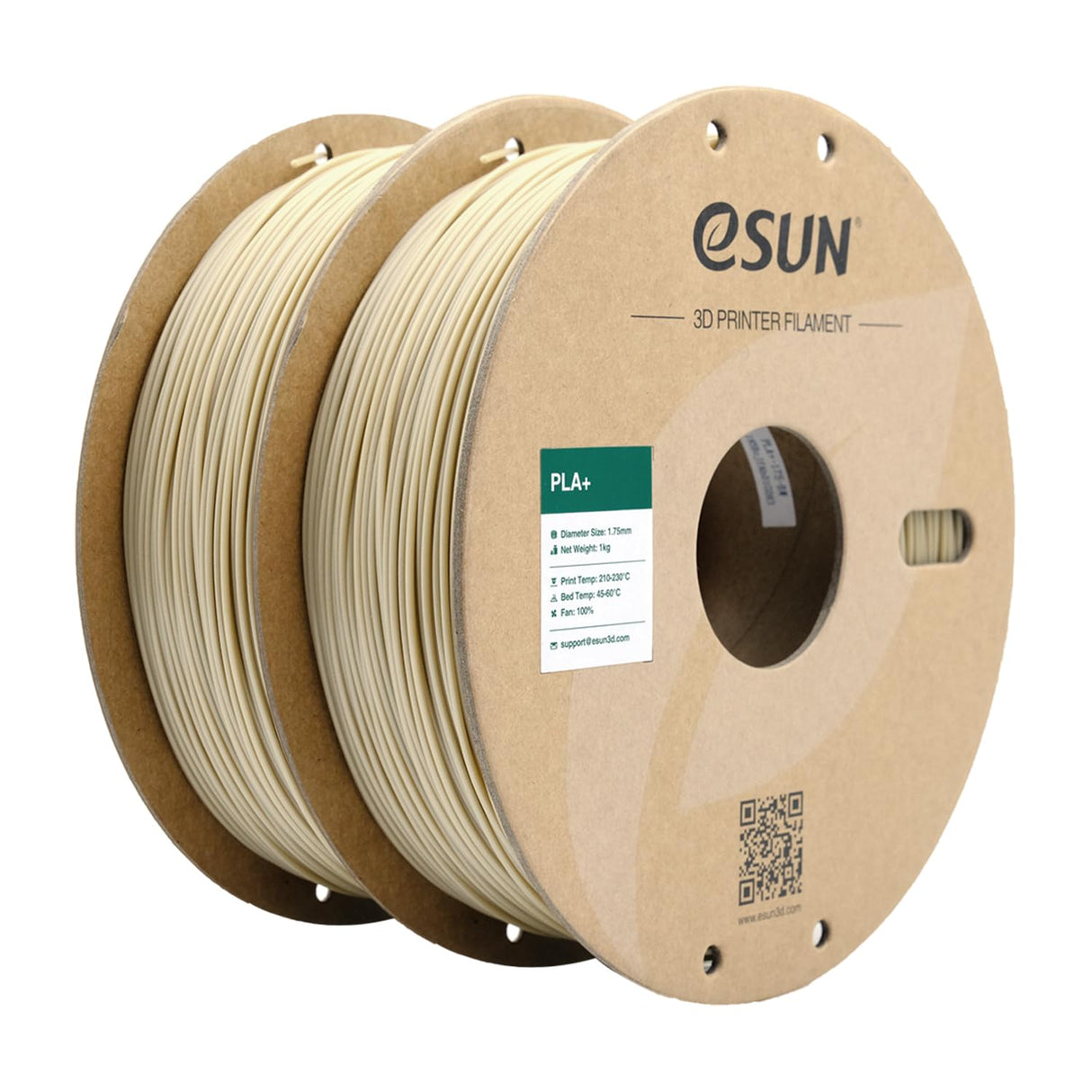 eSUN PLA+ Filament 1.75mm, 3D Printer Filament PLA Plus, Dimensional Accuracy +/- 0.03mm, 1KG per Spool, 2 Spools 3D Printing Filament, Bone White eSUN
