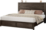 Albott King Bed Frame with 49" Farmhouse Slatted Headboard, Platform Bed with Wood Slats, No Box Spring Needed, Easy Assembly, Rustic Grey Albott