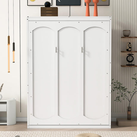 Merax Full Size Murphy Bed, Wood Full Murphy Cabinet Bed with Shelves, for Home Office or Small Room, White Merax