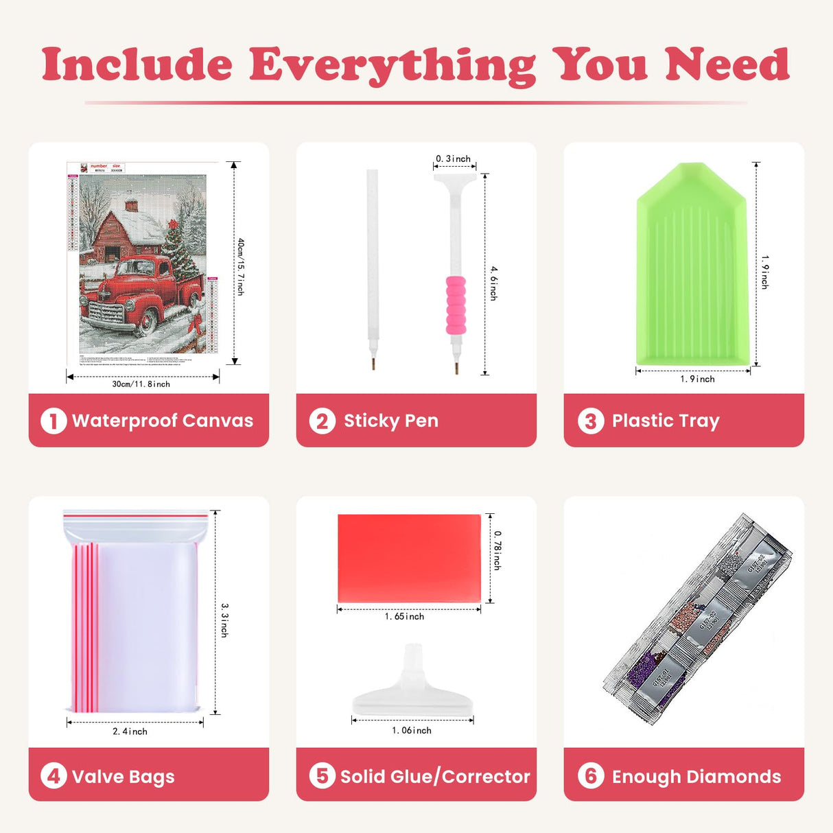 SENQAO Red Truck Diamond Art Kits for Adults,Christmas 5D Diamond Painting Kits for Beginners,Round Full Drill Gem Art for Adults,DIY Diamond Dots Paintings Picture Arts Craft for Home Decor 12x16in SENQAO