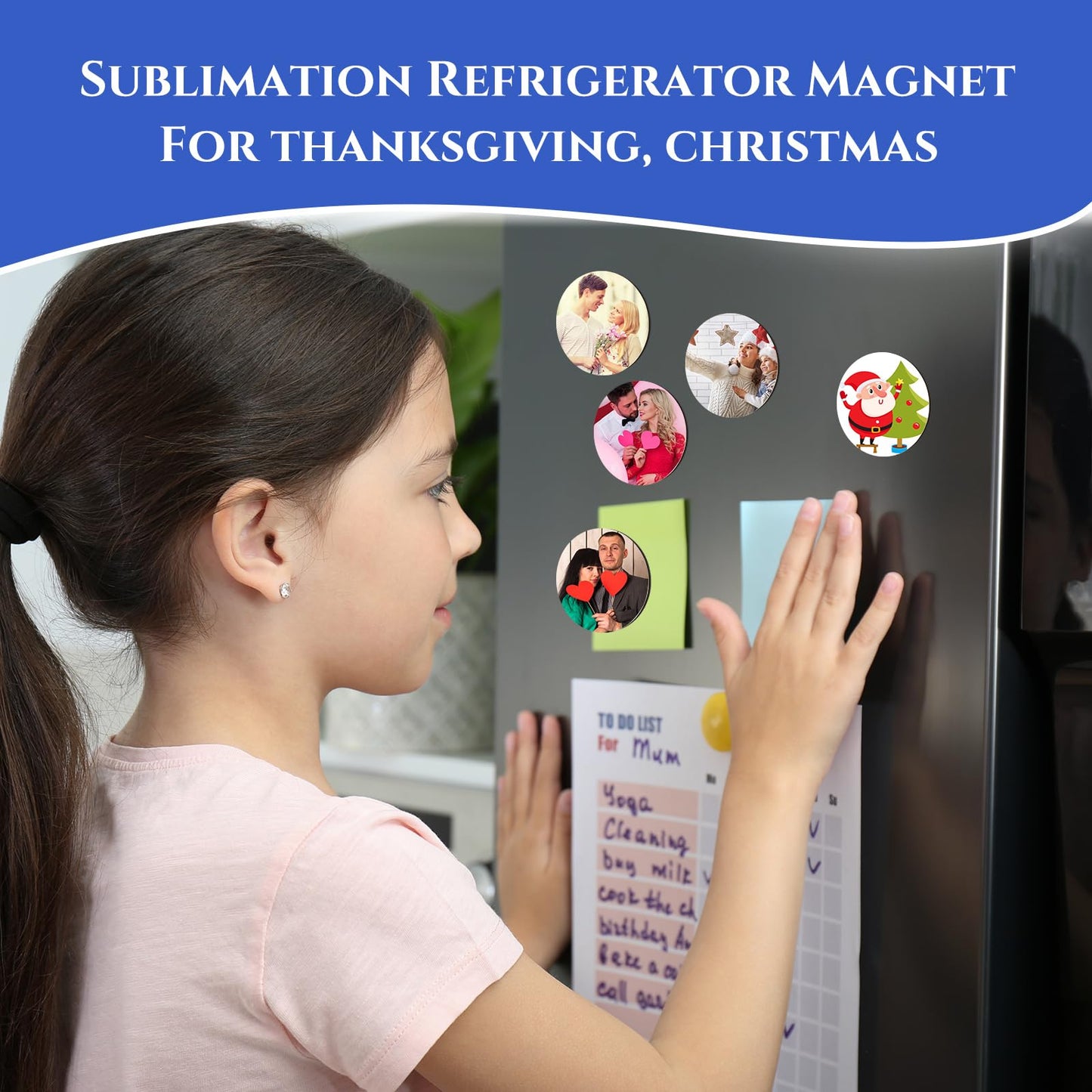 Saysurey Sublimation Magnet Blanks Set 48 Pcs Personalized Sublimation Blank Refrigerator Magnet with 48 Pcs Round Blanks Sublimation Fridge Magnets for Home Kitchen Office Decoration, 1.97'' x 1.97''