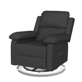 Glider Recliner for Adult Indoor Upholstered Lounge Nursery Chair Swivel Single Sofa with Side Pockets for Living Room Bedroom(Black) Amopatio