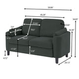 Portaforta 59" Small Loveseat Sofa, Mid Century Modern Linen Love Seat with Back Cushions, 2-Seater Couch Sofa for Lving Room, Bedroom and Small Space, Black Portaforta