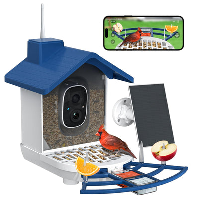 Byranke Smart Bird Feeder with Camera, Bird House with Camera Solar Panel AI Identification Bird Species, Bird Video & Motion Detection, Bird Lover Ideal Gift.