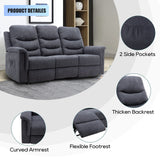 Consofa Reclining Sofa, Recliner Sofa 3 Seater with Flipped Middle Backrest, 2 Cup Holders, Manual Wall Hugger Couches for Living Room, Home Theater Seating Loveseat Recliner Sofa Consofa