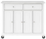 Crosley Furniture Avery Rolling Kitchen Island Storage Cart with Shelves, Microwave Stand, Coffee Bar, Distressed White Crosley Furniture