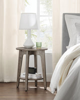 VASAGLE Side Table, Small Round End Table with Lower Shelf, Nightstand for Small Spaces, Living Room, Bedroom, Greige ULET283T02 VASAGLE