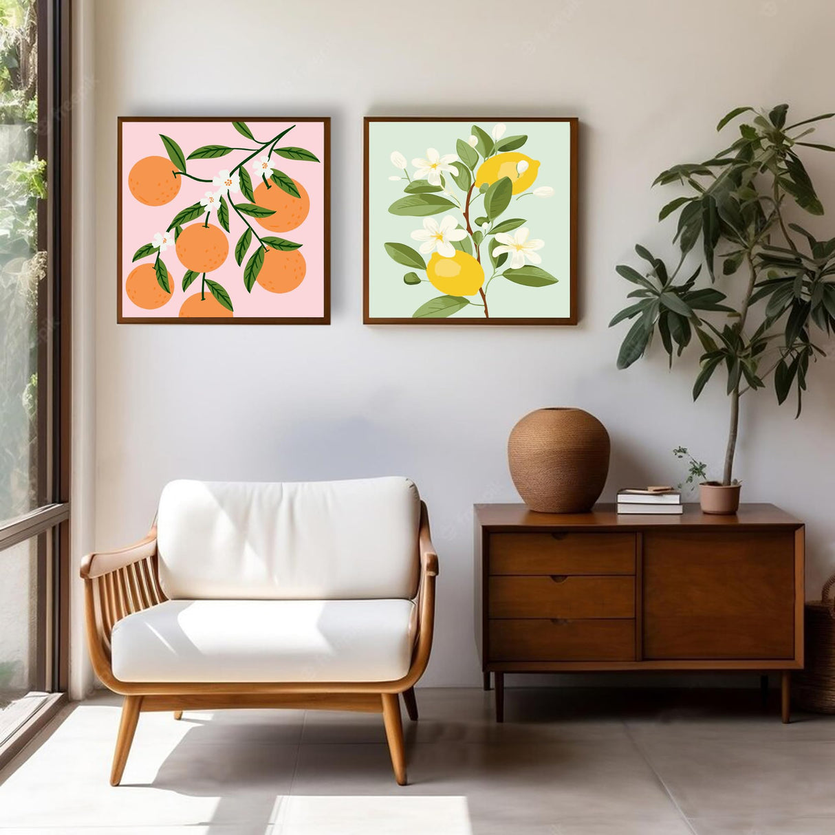 cupmod 2 Pack Framed Paint by Numbers Kit for Kids,Easy Acrylic Paint by Numbers Kits on Canvas,Fruit Oil Painting Paint by Number for Adults Beginners for Home Wall Decor (8x8inch) cupmod