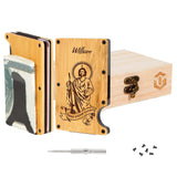 Custom Wooden Credit Card Holder with Money Clip and wooden box – Personalized Wallet Gift for Husband - Anniversary Gift for Him, Boyfriend Gifts, Minimalist Smart Wallet for Men (San Judas-Bamboo) OTGMPIREX