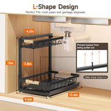 Sevenblue 2 Packs Under Sink Organizer, Height Adjustable 2 Tier Under Kitchen sink organizer, Multi-Purpose Storage Shelf for Kitchen Bathroom Cabinet (Black) Sevenblue