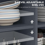 HOMCOM Rolling Kitchen Island with Drop Leaf Wood Breakfast Bar, Farmhouse Kitchen Cart with 2 Drawers, Adjustable Shelves for Dining Room, Dark Gray HOMCOM