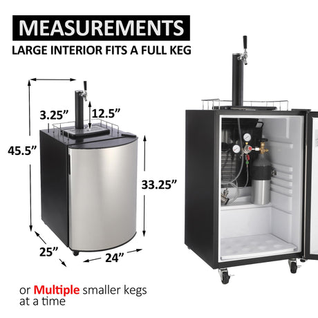 GarveeHome Beer Kegerator, Single Tap Draft Beer Dispenser Full Size Keg Refrigerator With Shelves, Stainless Steel, Drip Tray & Rail,32°F- 50°F Temperature Control Coller 128L GarveeHome