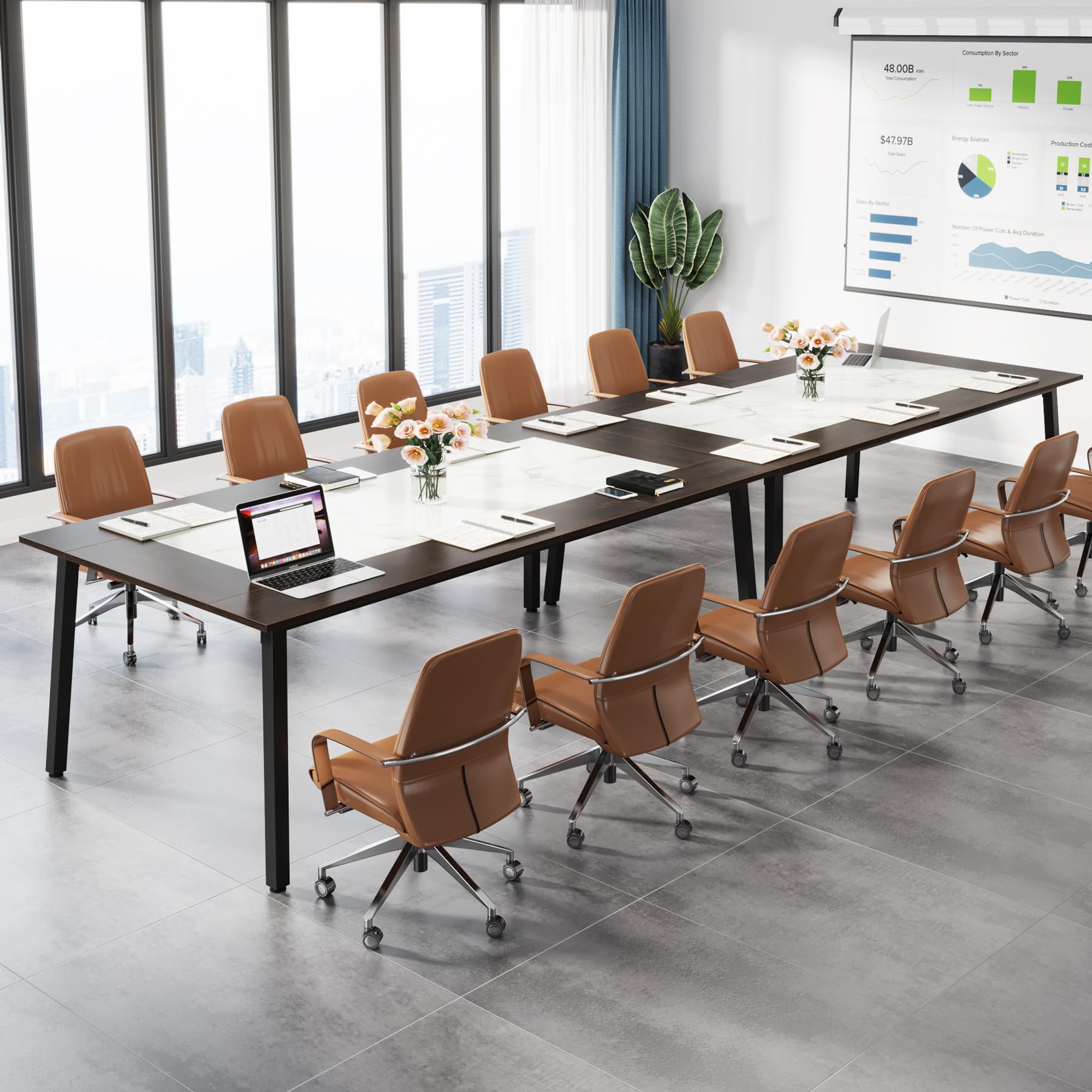 Tribesigns 6.56 FT Conference Table, 78.74-Inch Large Meeting Table for 8-10 People, Rectangle Office Conference Room Table, Business Seminar Table for Office Meeting Conference Room - WoodArtSupply