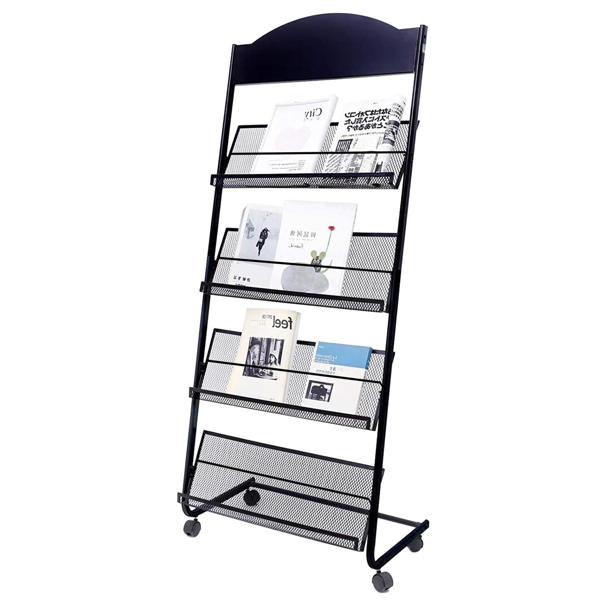 YinghaoFloor Standing Magazine Rack, 4 Layer Iron Magazine Rack Floor, Suitable for the Display of Brochures or Documents in Exhibitions, Shopping Malls, Hospitals, Offices Yinghao