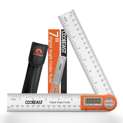 Coobeast Digital Angle Finder Ruler, Digital Angle Finder with 7 Inch/200 mm, Stainless Steel Digital Protractor for Woodworking, Construction, Architects & DIY Portable Digital Goniometer wi - WoodArtSupply