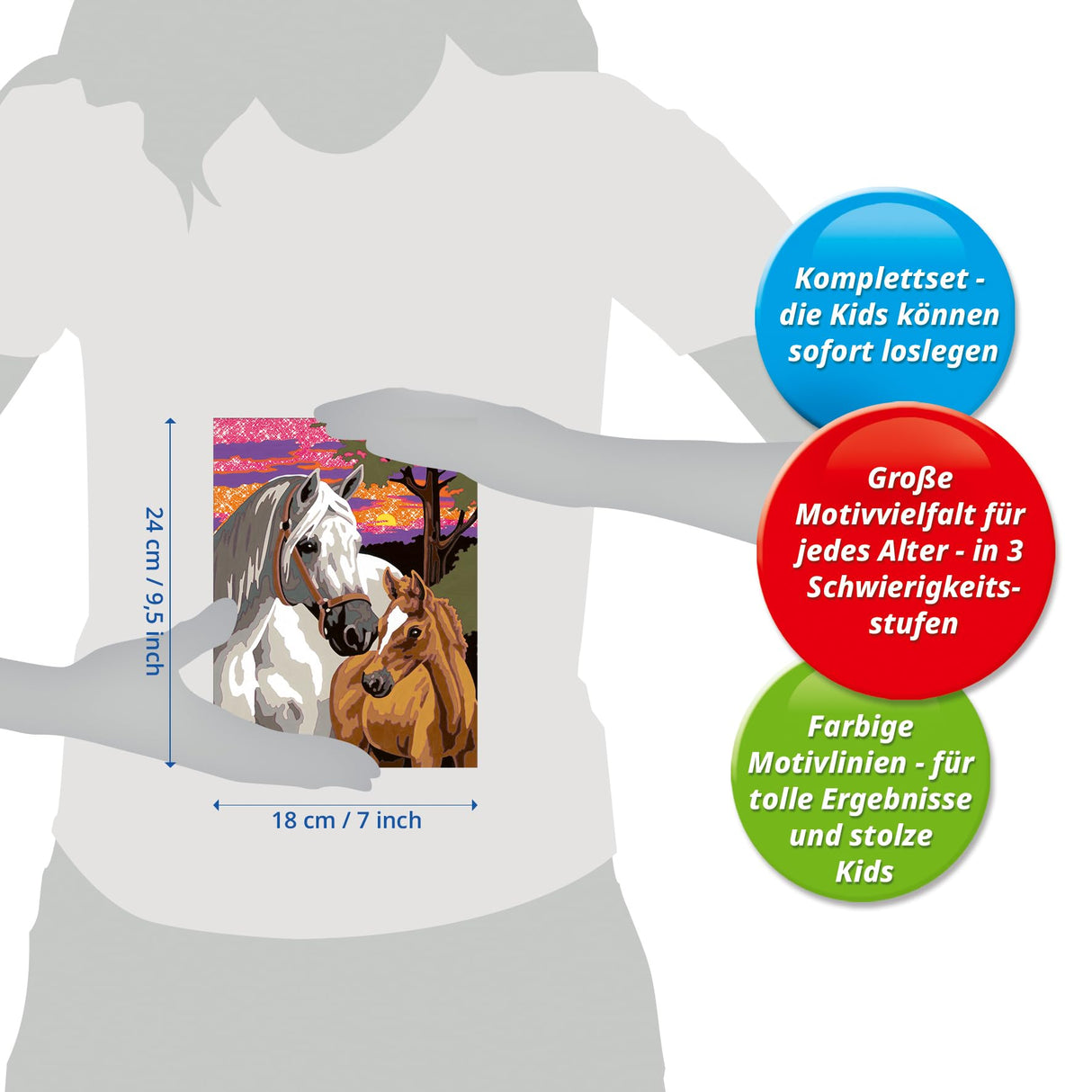 Ravensburger Sunset Horses Paint by Numbers Kit for Kids - 20052 - Painting Arts and Crafts for Ages 9 and Up Ravensburger