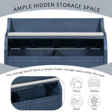 Knocbel Rustic Entry Storage Bench with Hidden Compartments and Removable Cushion, Wooden Entryway Hallway Foyer Shoe Bench Bedroom End of Bed Bench, 250lbs Weight Capacity (Antique Navy) Knocbel