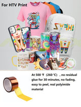 2 Rolls 1/4 Inch 6mm X 33m 108ft 3D Printer Polyimide Heat Resistant Transfer Thermal Tape,Sublimation Tape,Heat Vinyl Press Tape,No Residue,High Temperature Tape,Electronics,Soldering,Circuit Board Hoerev