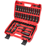 LLNDEI 3/8”Drive Impact Socket Set,Standard SAE(5/16 to 3/4-Inch) Metric Size(8-22mm), 95 Piece, CR-V Steel Deep&Shallow Kit, Adapters, Ratchet Handle, Screwdriver Bit Set, Spark Plug Socket, 6 Point LLNDEI