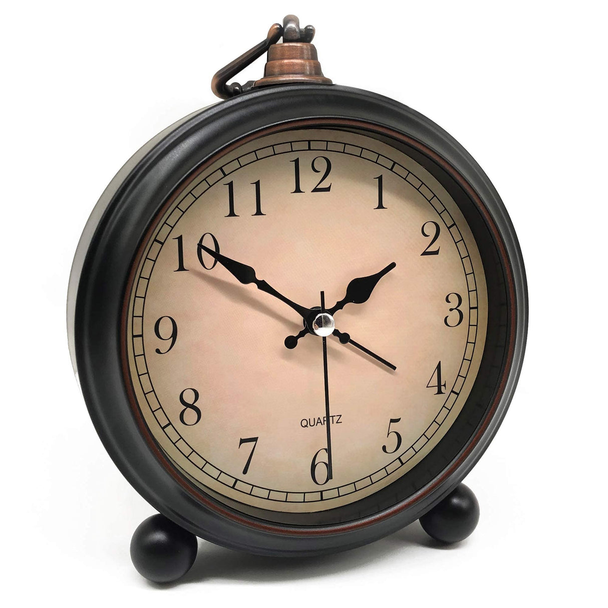 Vintage Retro Analog Alarm Clock, 4 inch Super Silent Non Ticking Small Clock with Night Light, Battery Operated, Simply Design, for Living Room, Bedroom, Bedside, Desk, Gift Clock (Arabic) TooTa