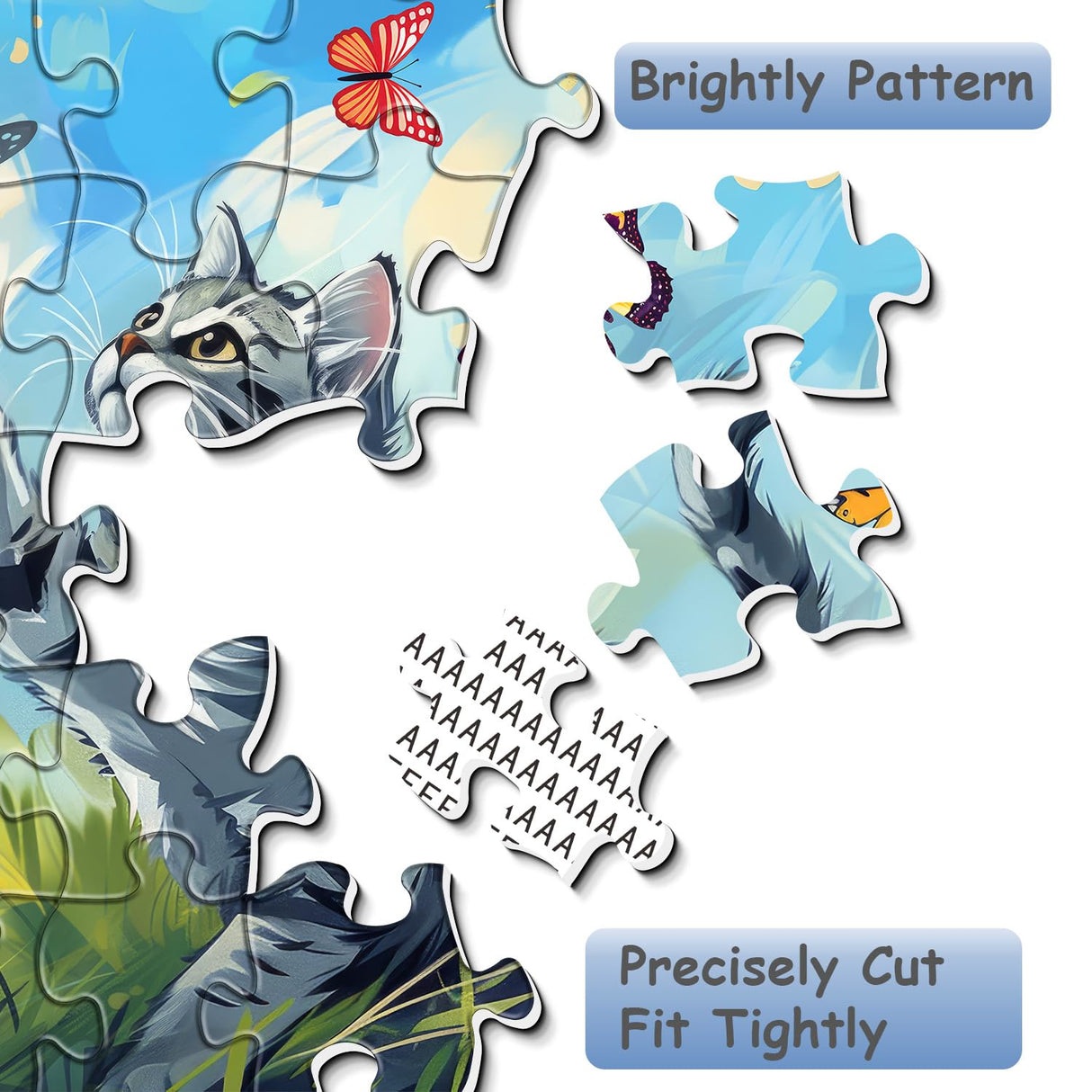 Cat Puzzles for Adults 1000 Pieces, Butterfly Cats Flower Jigsaw Puzzles, Animal Cute Kitten Challenging Puzzle as Wall Decor PPuzzling