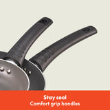 BELLA Nonstick Cookware Set with Glass Lids - Aluminum Bakeware, Pots and Pans, Storage Bowls & Utensils, Compatible with All Stovetops, 21 Piece, Black BELLA