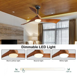 Sofucor 52 Inch Ceiling Fan with Lights Remote Control, Modern Ceiling Fan with Dimmable LED Light, 3 Reversible Solid Wood Blades, Quiet DC Motor with 6 Wind Speed 3 Timer, Bronze Sofucor