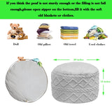 Beawelkomjo Pouf Ottoman Stuffed 20x20x12 Inches Floor Pouf Plush Fiber Ottoman Foot Rest Under Desk Foot Stool for Living Room Bedroom (Light Gray Pouf with Filler) Beawelkomjo