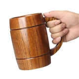 18 oz Large Wooden Beer Mug Best Wood Drinking Cup Wooden Tankard Beer Glass Stein Cup Barrel Mug for Men Women Coffee Mug Man Gift Unique Viking Mug Ayiaren