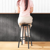 HOOBRO Bar Stools, Swivel Bar Stools Set of 2, 24.9" Round Bar Chairs, Backless Modern Breakfast Chairs, with Adjustable Feet, for Kitchen Islands, Bar, Cafe, Rustic Brown and Black BF24BY01 HOOBRO