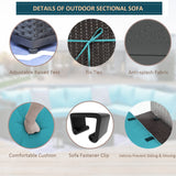 Kullavik 7 Pieces Outdoor Patio Furniture Set,Wicker Outdoor Sectional Sofa,All-Weather Patio Conversation Sets with Washable Thick Cushions & Coffee Table for Garden,Backyard,Balcony,Porch,Blue Kullavik