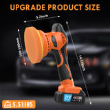 Cordless Car Buffer Polisher, Car Polishing Kit with 21V 2 X 4.0Ah Batteries, Orbital Eccentric Buffers with 8 Variable Speed Up to 6000 RPM, 6IN Touchscreen Buffer for Car Detailing/Scratch Removing Protmex