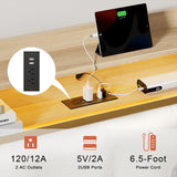 HAUSOURCE LED Bed Frame Full Size with Storage Headboard Platform Bed Frame with 2 Charging Outlets and 2 USB Ports Non-Slip Without Noise Strong Metal Slats Support No Box Spring Needed,White HAUSOURCE