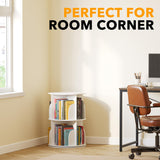 SpaceAid 2 Tier Rotating Bookshelf Tower, Spinning Bookcase Lazy Susan, Revolving 360 Book Shelf Storage Round Carousel, Vertical Rotate Turning Spiral Corner Organizer, White SpaceAid