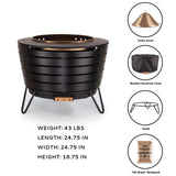 TIKI 25-Inch Smokeless Patio Fire Pit, Wood Burning with Removable Ash Pan & Weather-Resistant Cover, Modern Black Design – Ideal Outdoor Smokeless Fire Pit for Backyard & Patio TIKI