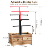 X-cosrack Jewelry Tree Stand Organizer 3 Tier Metal Jewelry Holder Stand with Wood Basic Storage Box, Adjustable Height Holder Display for Necklaces Earrings Bracelets and Rings, Carbonized Black X-cosrack