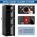 KAER 6 Gun Safe for Rifles and Pistols, Large Gunsafe Cabinet Rifle Safe Assembled Gun Safes for Home Rifles and Shotguns with Upgraded Digital Keypad Key Lock LED Light Removable Shelves Gun Racks KAER