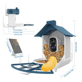 Bird Feeder with Camera, Smart Bird Feeder Camera with 1080P HD AI Identify Instant Notifications, Bird Watching Camera with Solar Panel in Backyard, Ideal Gifts for Family and Bird Lovers,Navy Blue Vatjubi