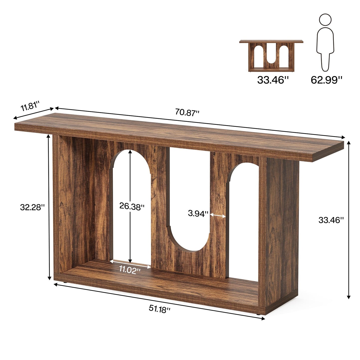 Tribesigns 70.9 inch Long Console Table, Modern Farmhouse Entryway Console Table with Storage, Vintage Sofa Table Narrow Wood Accent Table for Living Room, Hallway, Foyer, Rustic Brown - WoodArtSupply