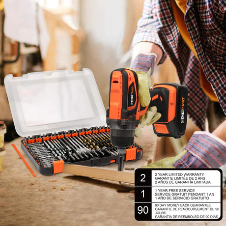 ENERTWIST Drill Bit Set, 112-Pieces 1/4" Hex Shank Impact Driver Bits and Screwdriver Bits Set Assorted in Tough Case for Wood Metal Cement Drilling and Screw Driving, ET-DBA-112 ENERTWIST