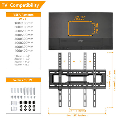 5Rcom Rolling TV Stand, Movable TV Stand with Apple TV/Roku Ultra Mount for 23-60 Inch TVs, Tilt/Height Adjustable Mobile TV Cart with Wheels Holds up to 88 lbs for Home Office, MAX VESA 400x400mm