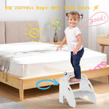 Ndahjahd Wooden Toddler Step Stool for Bathroom Sink,2 Step Stool for Kids,Kitchen Standing Tower,Children Learning Helper Stool with Safety Handles,Cute Kids Step Stool for Potty Training,Gray Ndahjahd