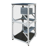 Outdoor Catio Enclosure on Wheel, 71" Large Catio Outdoor Cat Enclosure with Weatherproof Asphalt Roof & Sliding Doors, Wooden Cat Condo Cage Shelter Playpen with 2 Napping House & 4 Jumping Platforms Mochalight