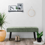 Comfy to go Entryway Bench - Green Bench for Bedroom, Modern Ottoman End of Bed, Corduroy Padded Benches for Living Room, Foyer, Mudroom, Hallway - 39" L x 14" W x 17" H Comfy to go