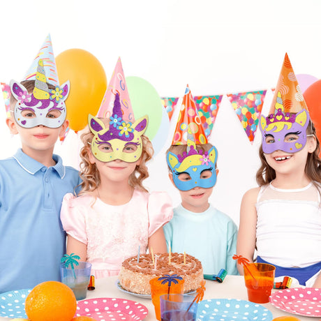 Fennoral 6 Pack Unicorns Masks Craft for Kids Creative Make Your Own Unicorns Masks Foam Stickers DIY Arts and Crafts for Kids Boys Girls Unicorns Theme Party Decorations Birthday Gift Fennoral