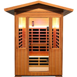 Outdoor Sauna 2 Person Sauna Outdoor Infrared Sauna 2-Person for Home 1800w Outdoor Saunas for Home Canadian Hemlock and Red Cedar Wood Sauna Outdoor Two Person Far Infrared Sauna Low EMF for Backyard RIGO